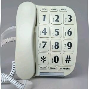 Easy Hear & See/Light Big Button Home Telephone Off White/White Corded Phone